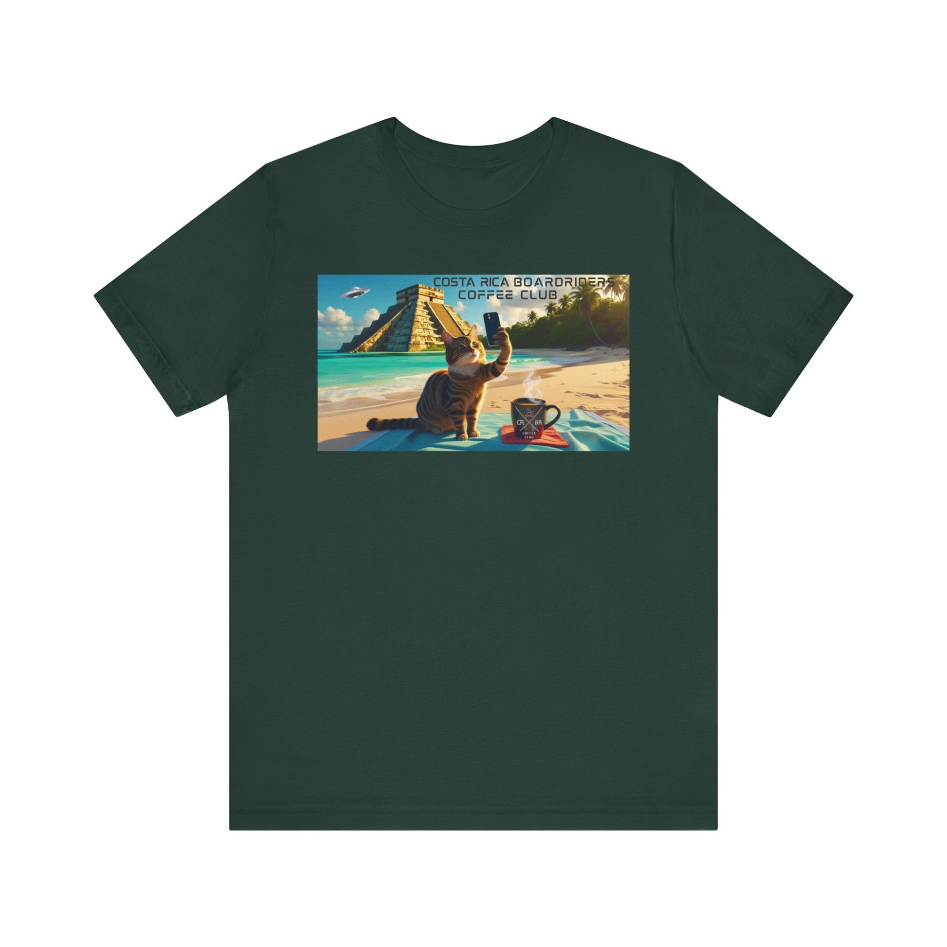 | Costa Rica Boardriders Coffee Club Cat selfie tee